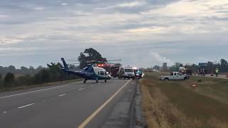 Medical helicopter lands at crash scene on U.S. 30