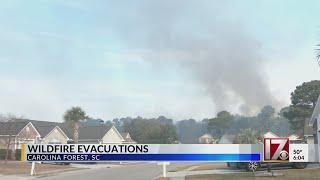 Evacuations as wildfire threatens home near Myrtle Beach