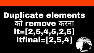 Remove duplicate elements in a list in python || important questions for code