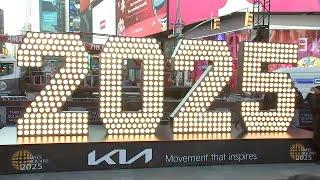 Giant 2025 numerals arrive in Times Square for New Year's Eve