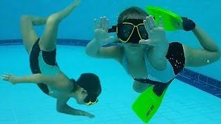 Kids swimming pool ️ Like little mermaids underwater