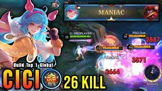 26 Kills + MANIAC!! Offlane Monster Cici Brutal Damage Build - Build Top 1 Global Cici ~ MLBB