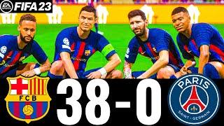 FIFA 23 -MESSI RONALDO NEYMAR & MBAPPE | ALL STARS | FC BARCELONA 38-0 PSG | UCL FINAL