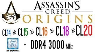 DDR4 3000 Mhz (CL14 vs CL15 vs CL16 vs CL18 vs CL20) in Assassin's Creed Origins