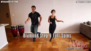 Intermediate Salsa Shine Combination - Diamond Step & Full Spins - Salsa Steps