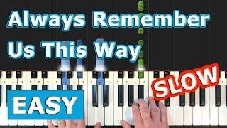 Lady Gaga - Always Remember Us This Way - SLOW EASY Piano Tutorial  - (A Star is Born) Sheet Music