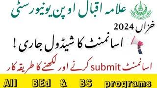 AIOU Assignment Schedule Autumn 2024 | AIOU Assignment Likhne & Submit Ka Tarika