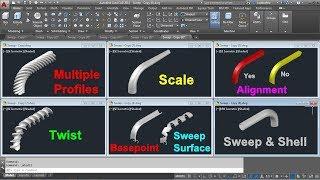 AutoCAD 3D Sweep Command Tutorial Complete | Sweep Twist, Multiple profiles, Path, Surface