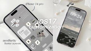 iOS 17 AESTHETIC CUSTOMIZATION  | custom iphone theme, widgets, icons tutorial (Gray Thame)