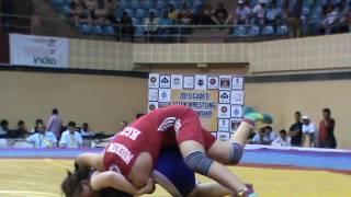 Asian Championship   Meerim from KGZ vs Bayaraa From MGL   Female Wrestlers