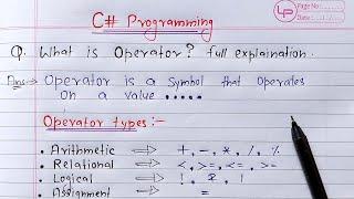 C# - Operators | Arithmetic, Relational, Logical, Equality, Ternary & Incr/decr Operators
