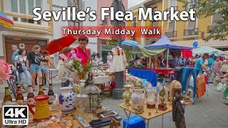  Seville's Old Flea Market in Feria street ️ Alameda and Mercado  4K Virtual Walking Tour, Spain