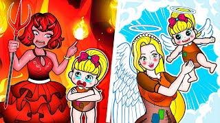 [paper dolls] Rapunzel Chooses Angel or Devil Mother | Rapunzel Family