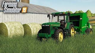 FS19- Making BIG ROUNDBALES With the NEW JOHN DEERE BALER- WESTBY, WISCONSIN