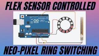 How to use Neopixel ring with arduino | Control using flex sensor - tinkercad simulation