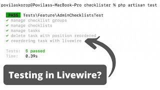 Laravel Checklister. Part 21/29: PHPUnit Admin Tests incl Livewire