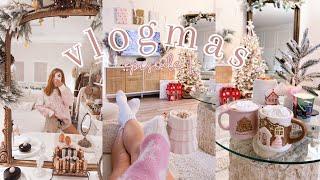 vlogmas #1  decorating for christmas, pinkmas home decor haul, festive DIYs & cozy day at home!