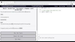 13 - Learn Basic JavaScript - Increment a Number with JavaScript