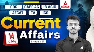 14 January Current Affairs Live | All Defence Exam Current Affairs By Harsh Sir