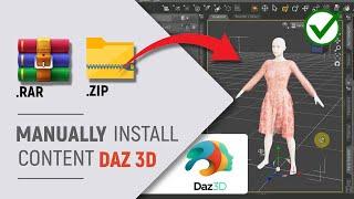  DAZ Studio | How to Manually Install Contents | ZIP or RAR Files | 2024