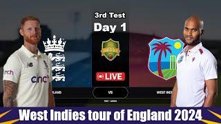 3rd Test Day 1 Live | England vs West Indies Live Cricket Score - Cricket 22