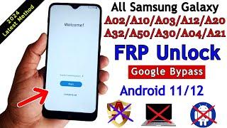 Without PC Samsung Android 11/12 FRP Bypass 2024 | A02/A03/A20/A10/A12/A50/A32 Google Account Unlock