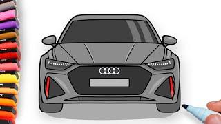 How to draw Audi RS6 Car step by step | Front View