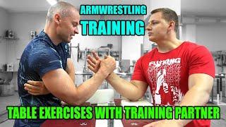 ARM WRESTLING TRAINING with a PARTNER (Table exercises)