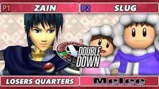 Double Down 2022 Losers Quarters - Zain (Marth) Vs. SluG (Ice Climbers) SSBM Melee Tournament