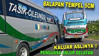 SUGENG RAHAYU KOCAR KACIR !! Viral kejar kejaran adu skill bus Budiman di jalur selatan