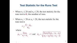 Non-parametric Tests --The Runs Test: Use the runs test to determine whether a data set is random