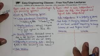 File Processing System Disadvantages, Data Independence Types, ER Relationship | DBMS Imp Ques #3