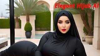 4K AI Lookbook of Elegant Hijab Girl - Terrace in Paris