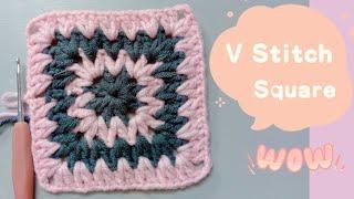 Crochet V Stitch Square | Granny Square