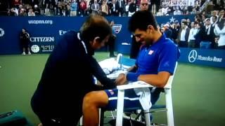 Djokovic gets hand job on court