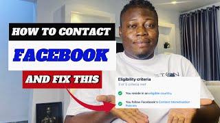 How To Contact Facebook And Fix Monetisation Policy Issue