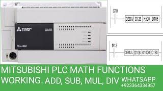 MATH FUNCTIONS IN MITSUBISHI PLC HOW TO USE Add DIV Mul DIV