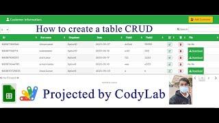 CRUD table using Google sheet, apps script, Javascript and datatable CDN