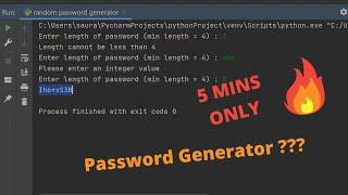 Learn to build random password generator in 5 mins using python  | Flowchart | Code