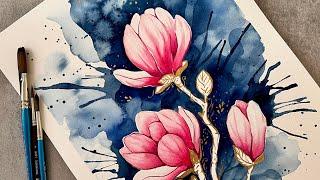 Watercolor Tutorial / Painting flowers / Painting Magnolia