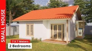 (7x7 Meters) Small House Design with 2 Bedroom | Home Design Idea | 49 SqM