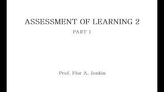 Assessment of Learning 2 /Part 1