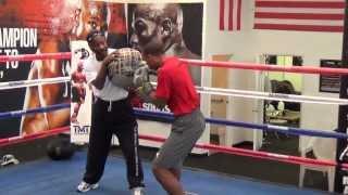 Chris Pearson training inside the Mayweather Boxing Club