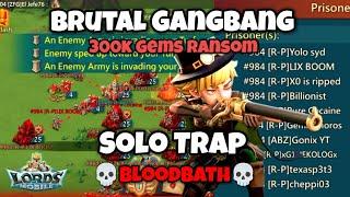 Lords Mobile - Gonix YT feat R-P vs My F2P Solo Trap | Brutal Gangbang | 300K gems Ransom Kvk Action