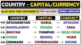 Country with their Capital and Currency | Important Countries with their Capital | Capital Currency