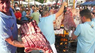 Street Food in Valencia, Spain. Grilled Meat from Argentina. 'Meat Carnival' Fest