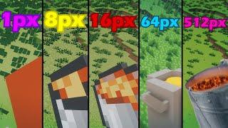 1px vs 8px vs 16px vs 64px vs 512px compilation