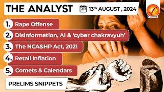 The Analyst 13th August 2024 Current Affairs Today | Vajiram and Ravi Daily Newspaper Analysis