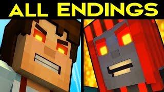 Minecraft Story Mode Season 2 Episode 5 ALL ENDINGS (Bad Ending 1 + Good Ending 2) + SECRET ENDING