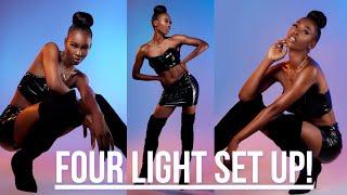 Four Light Setup In Studio Using Color Gels! Step- By- Step Walk Through